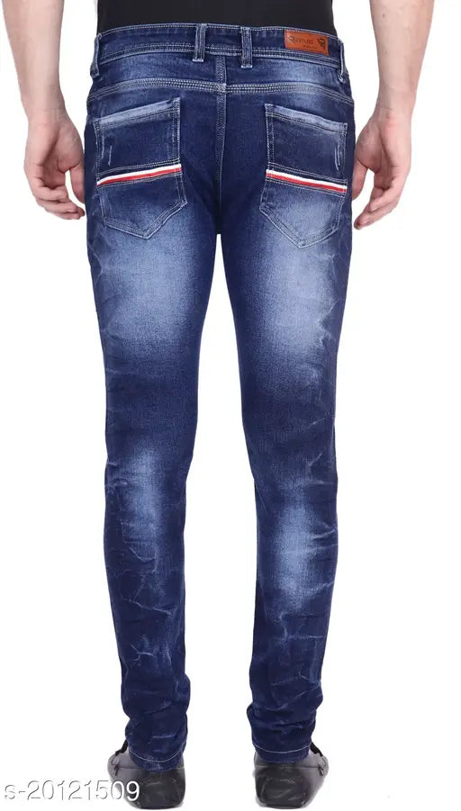 Dark blue denim slim fit jeans for men by Bestloo, ideal for everyday wear