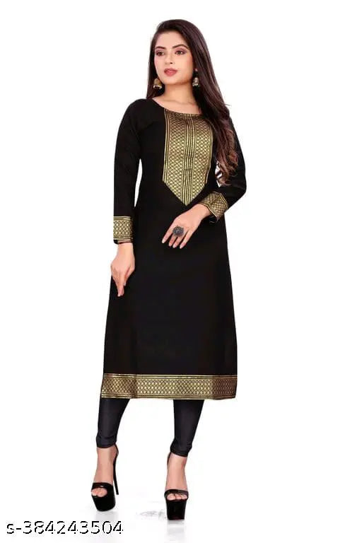Slub cotton three-quarter sleeve women's kurta