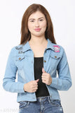 Women's denim jackets in blue from Buccly, available in sizes S-XL, made in India