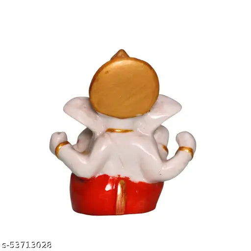 Red resin Ganesh idol, small showpiece for car dashboard or home decor, ideal for Diwali celebrations or gift giving