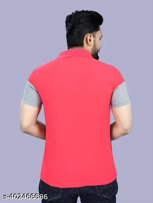 Mens striped cotton blend polo t-shirt with short sleeves, made in India