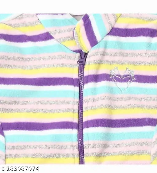 Acrylic striped long sleeve sweater for girls (9-10 years or 11-12 years), made in India