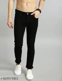 Polycotton skinny jeans for men, mid-rise, stretchable, solid pattern, from Jai Shree Mahakaal Enterprises, India