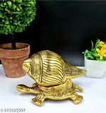 Metal Shankh Tortoise Statue, 11x12.5x13cm, Vastu/Luck/Happiness for home, temple, office, gifting - Indian handcrafted Buddha statue