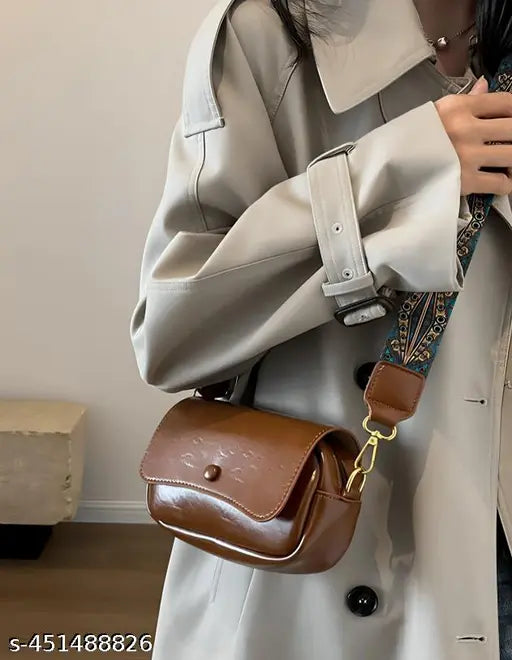 Korean-style cross-body mini bag in light brown leather