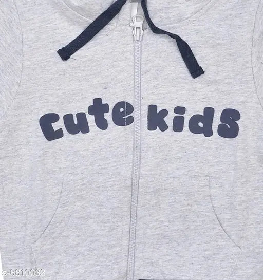 Luke & Lilly Kid's Printed Hood Grey Melange Sweatshirts & Hoodies