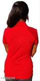 Short-sleeve women's cotton blend polo t-shirt by IndiazTrend, solid design