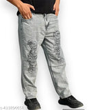Men's casual style denim jeans in pack of 1, dark blue distressed wash