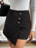 Black pleated skirt with a single visible button