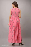 Rayon sleeveless printed pink kurti, vibrant design in M-XXXL sizes, Indian fashion