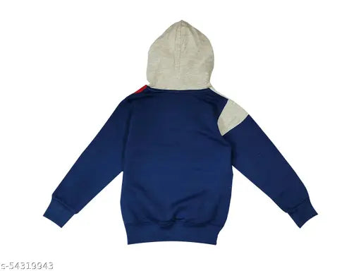 Hooded wool winter sweatshirt for kids, printed net pattern, long sleeves (2-3 yrs)