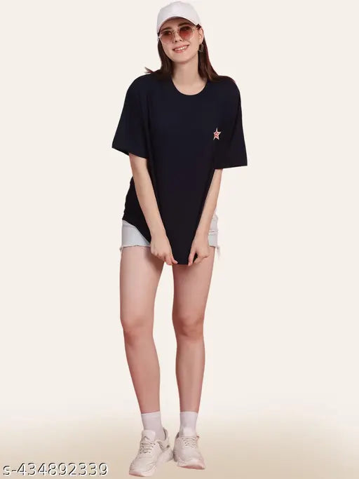 Black cotton oversize t-shirt women's combo