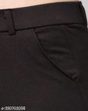 Black solid bell cut women's trousers