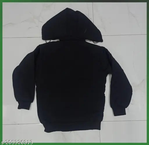 Black winter hoodie with drawstrings