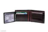 Leather striped net, fancy modern men's wallet with 2 compartments, free size (12cm x 9cm), India-made accessory