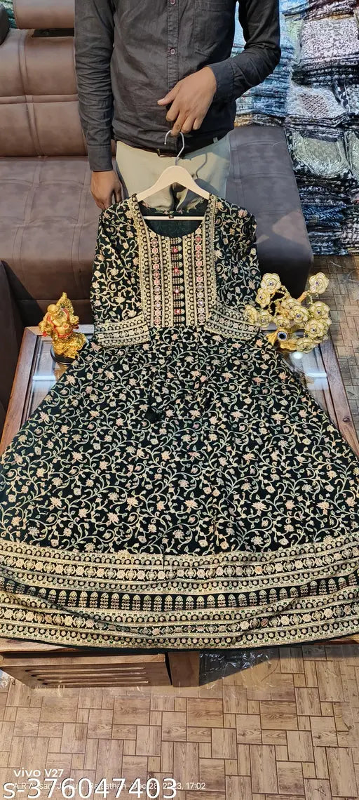 Jal printed Anarkali kurti for women, rayon three-quarter sleeves, vibrant Indian fashion