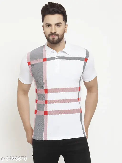 Wild West Men Polo Collar Printer White Half-Sleeve Cotton T-Shirt, stylish round neck print on Indian brand apparel