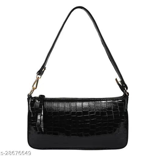 Stylish black shoulder sling bag for women with a design suitable for casual outings