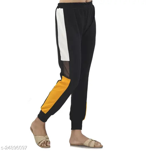Black and yellow stylish track pants for women