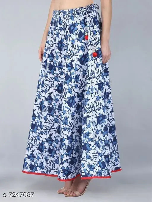 Indigo print cotton skirt, vibrant patterned net skirt for women, size 30 inches waist and 40 inches length
