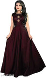 Sleeveless silk gown, trendy & glamorous, drapes gracefully, Indian origin