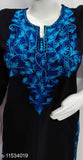 Womens long sleeve black woollen kameez with intricate floral embroidery