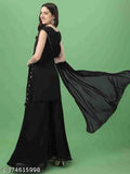 Georgette woman's kurta set in India, stitched net with dupatta and bottomwear