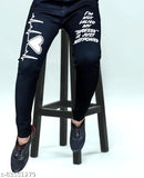 Black denim men's jeans, heart beat printed, funky Amazig look with mild distressing and belt loops