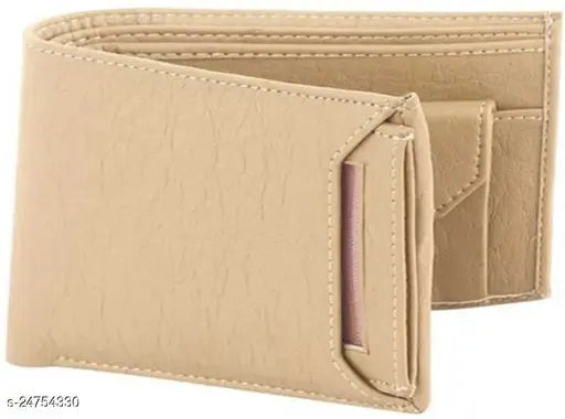 PU bi-fold men's wallet, printed net design, 2 compartments, free size (12cm x 10cm), Indian origin