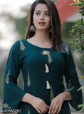 Womens rayon kurta set with printed design, blue color