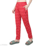Red and white polka dot track pants for women's casual sleepwear