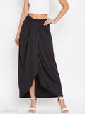 Black midi skirt with asymmetrical hem and high waistband