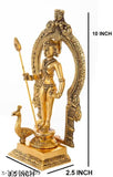 Oxide metal, 3.5in x 10in x 2.5in miniature Lord Murugan Feng Shui showpiece from SiddhiT Store - India