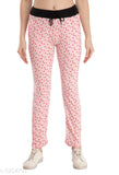 Red and white spotted print on women's lower track pants pack of 3