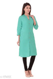 Light blue kurti with long sleeves and a high collar