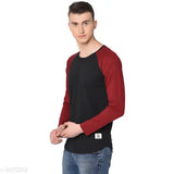 Elegant cotton long-sleeve solid T-shirt, size S (Chest 38in, Length 26.5in), made in India