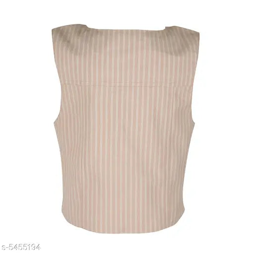 Pink and white striped fabric, children's coat with zipper closure