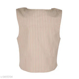 Pink and white striped fabric, children's coat with zipper closure