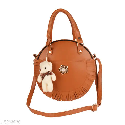 Orange faux leather ladies sling bag
