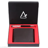 Leather wallet with pen, genuine 100% leather, RFID protected, perfect gift for men, Indian craftsmanship
