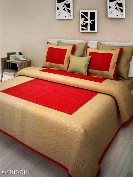 Jaipuri cotton queen-size double bed sheets set, 4 pillow covers included, soft and durable 160 thread count bedsheets from India