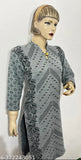 Gray woolen long-sleeved kurti with floral embroidery