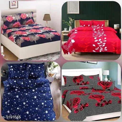 Ravishing Attractive Polycotton Floral Double Bedsheets, 110 thread count, summer season, 8 pillow covers included