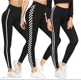 Striped cotton blend jegging/tights leggings jogger pants combo pack - women's, India