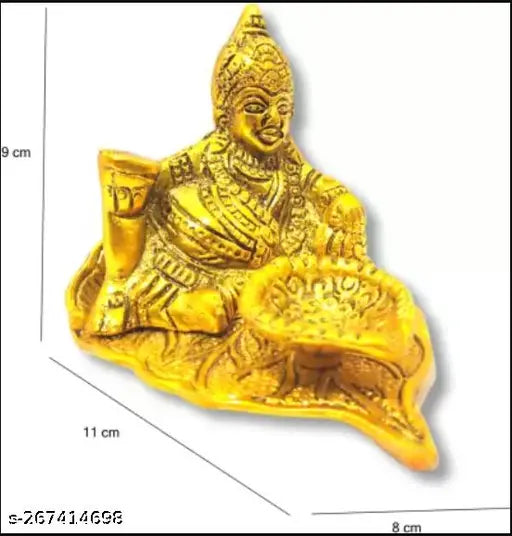 Metal Kubera Deepak, Temple decorative diya for pooja article - Indian god idol with net quantity 1
