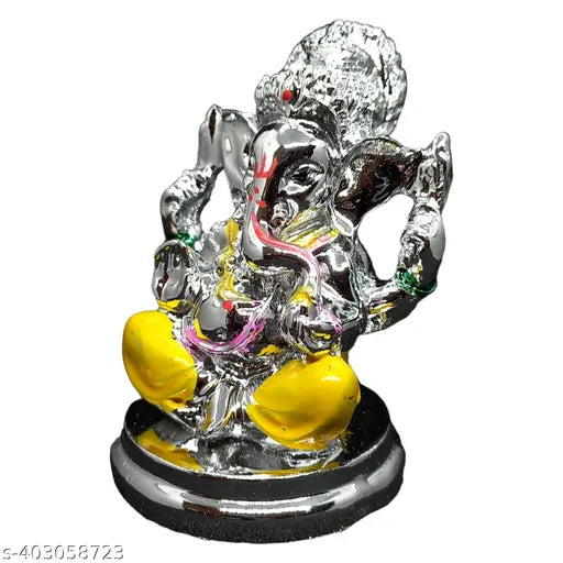 Metal Lord Ganesh idol, intricately crafted Indian Ganesha figurine, 5x7x5cm