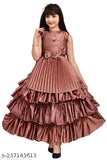 Designer Silk Blend Pink Maxi Party Dress for Girls, 3-quarter sleeves, self-design net. High-quality Blackberry Silk Fabric, suitable for parties, weddings, and festivals