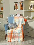 Red and white geometric throw blanket, cozy living room decor, perfect size for sofa or chair