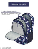 RR Blue Flying Unicorn polyester school backpack for Class 1-8, free size (L 32cm x W 28cm x H 2cm)