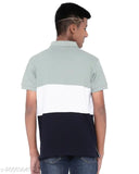 Classy cotton blend colorblocked polo t-shirt for men, short sleeves with pocket on display